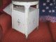 Antique Metal Step Stool,  Ivory Paint,  Kitchen,  Side Door,  Old Rubber Cups, 1900-1950 photo 2