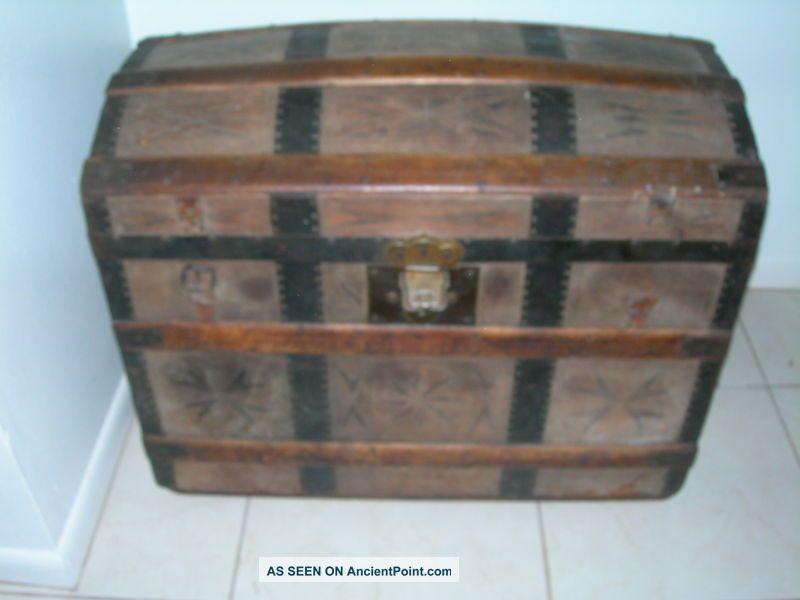 Antique Vintage Trunk A R Pritchard Stagecoach Camelbac 1800-1899 photo