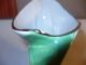 Vinatge Art Deco Green White Luster Gold Gilt Cornucopia Fan Vase 676 Italy Vases photo 6