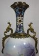 Antique 19thc Porcelain Painting French Champleve Enamel,  Gilt Bronze Ormolu Urn Urns photo 4