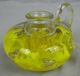 Antique Hand Blown Art Glass Chamberstick With Yellow Flower Candle Holders photo 2