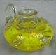 Antique Hand Blown Art Glass Chamberstick With Yellow Flower Candle Holders photo 3