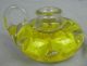 Antique Hand Blown Art Glass Chamberstick With Yellow Flower Candle Holders photo 4
