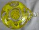 Antique Hand Blown Art Glass Chamberstick With Yellow Flower Candle Holders photo 7