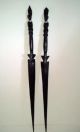 Two Antique African Hand Carved Ebony Black Wood Decorative Tribal Swords Spears Other photo 2