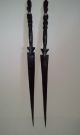 Two Antique African Hand Carved Ebony Black Wood Decorative Tribal Swords Spears Other photo 7