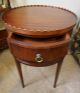 Antique Mahagony Inlay Veneer Round Sidetable Chest Two Drawer 2226 1900-1950 photo 2