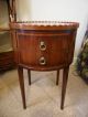 Antique Mahagony Inlay Veneer Round Sidetable Chest Two Drawer 2226 1900-1950 photo 7