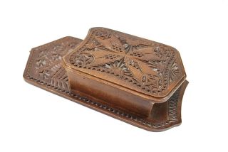 Antique Frisian Chip Carved Hanging Candle Box,  Dutch. photo