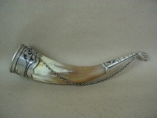 Russian Silver Ceremonial Drinking Horn - photo