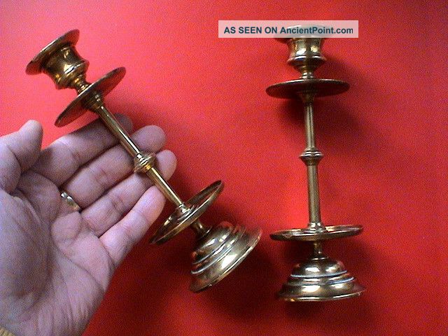Pair Of Antique Candlesticks,  Ca.  1900 Ad. Metalware photo