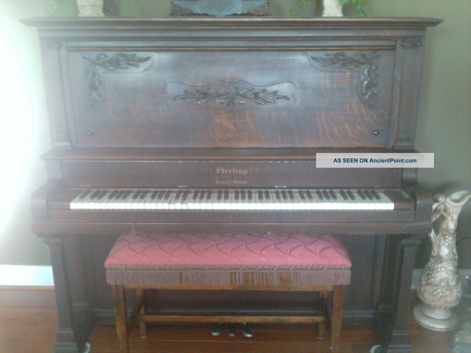 Antique Grand Cabinet Piano Sterling Concert Grand Made In Derby,  Conn Tiger Oak Keyboard photo