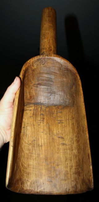 Antique Country Primitive Carved Wooden Grain Scoop,  19th Century,  Large photo