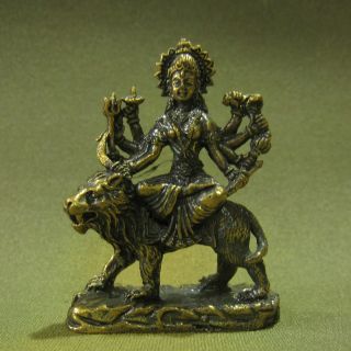 Durga Devi Powerful Fearless Hindu Charm Thai Amulet photo