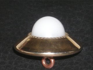 Large Antique High Dome Milk White Glass Jewel In Brass Metal Button 3 Days Only photo