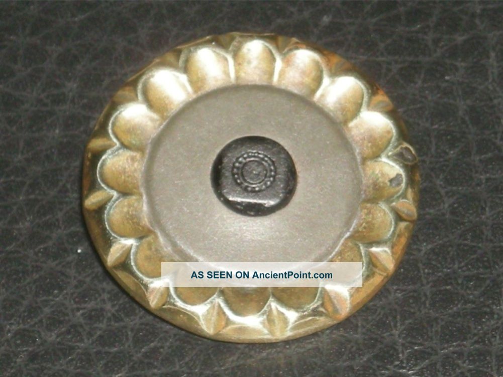 Large Antique Black Glass Inset Steel Brass Metal Jewel Button 3 Days Only Buttons photo