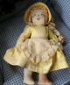 Antique Vintage Cloth Rag Doll With Yellow Yarn Hair And Sun Faded Yellow Print Primitives photo 3