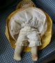 Antique Vintage Cloth Rag Doll With Yellow Yarn Hair And Sun Faded Yellow Print Primitives photo 5