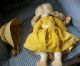 Antique Vintage Cloth Rag Doll With Yellow Yarn Hair And Sun Faded Yellow Print Primitives photo 7