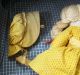 Antique Vintage Cloth Rag Doll With Yellow Yarn Hair And Sun Faded Yellow Print Primitives photo 8