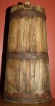 Antique Primitive Tall Wooden Storage Bucket & Lid; Looks Like Old Butter Churn Primitives photo 11