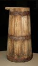 Antique Primitive Tall Wooden Storage Bucket & Lid; Looks Like Old Butter Churn Primitives photo 1