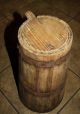 Antique Primitive Tall Wooden Storage Bucket & Lid; Looks Like Old Butter Churn Primitives photo 5