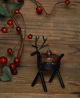 Primitive Reindeer Candle Holder Set Battery Operated Brnt Mustard Tea Light Primitives photo 3