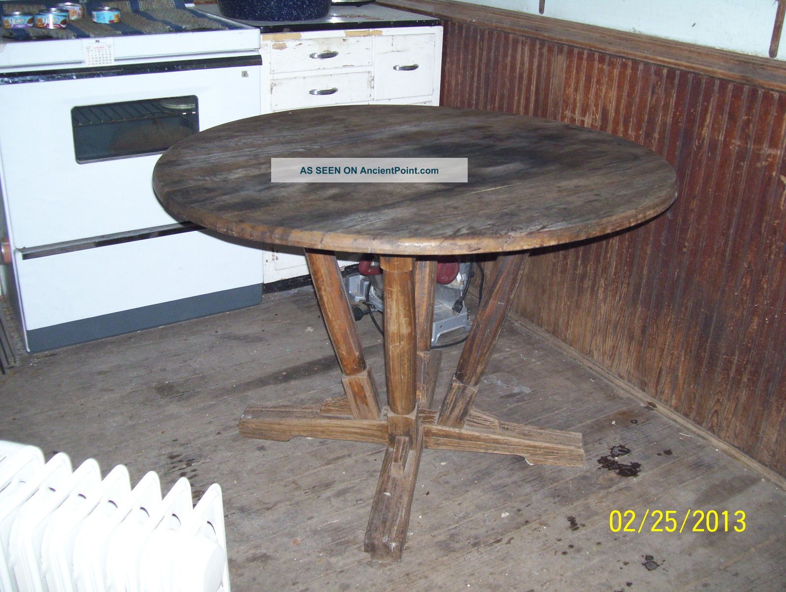 Antique Country French Raw Hardwood Dining Table 1900-1950 photo
