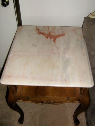 Rare & Unique Weiman Quality Tables Flawless Pink Mauve Marble Top Walnut End photo