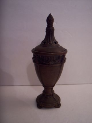 Vintage Art Nouveau Metal Incense Burner Flame Garland Bronze Tone Footed Rare photo