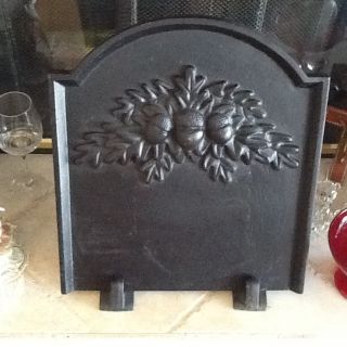 Arts And Crafts Cast Iron Fireplace Hearth Panal Very Heavy Charming Piece photo