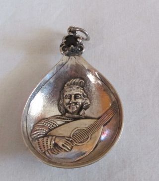 Antique Dutch Spoon Ring/pendant With Garnet.  Guitar/lute Absolute One Off photo