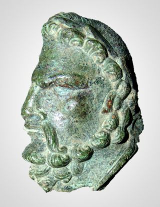 Greek Bronze Applique Figure Of Zeus 400 - 300 B.  C. photo