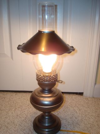 Vintage Victorian Barn Desk Electric Table Vanity Kitchen Lantern Lamp Pewter photo