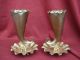 Amazing Pair Of Antique French Brass Cornet Vase,  Art Nouveau Metalware photo 5