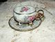 Royal Sealy China Iridescent With Roses Tri - Footed Tea Cup & Saucer Set / Japan Cups & Saucers photo 1