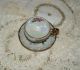 Royal Sealy China Iridescent With Roses Tri - Footed Tea Cup & Saucer Set / Japan Cups & Saucers photo 4