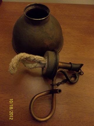 Rare Primitive Oil Can Oil Lamp From 1800 ' S - photo