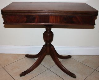 Vintage Mahogany Game Table W/ Duncan Phyfe Base Pedastal Claw Foot Legs photo
