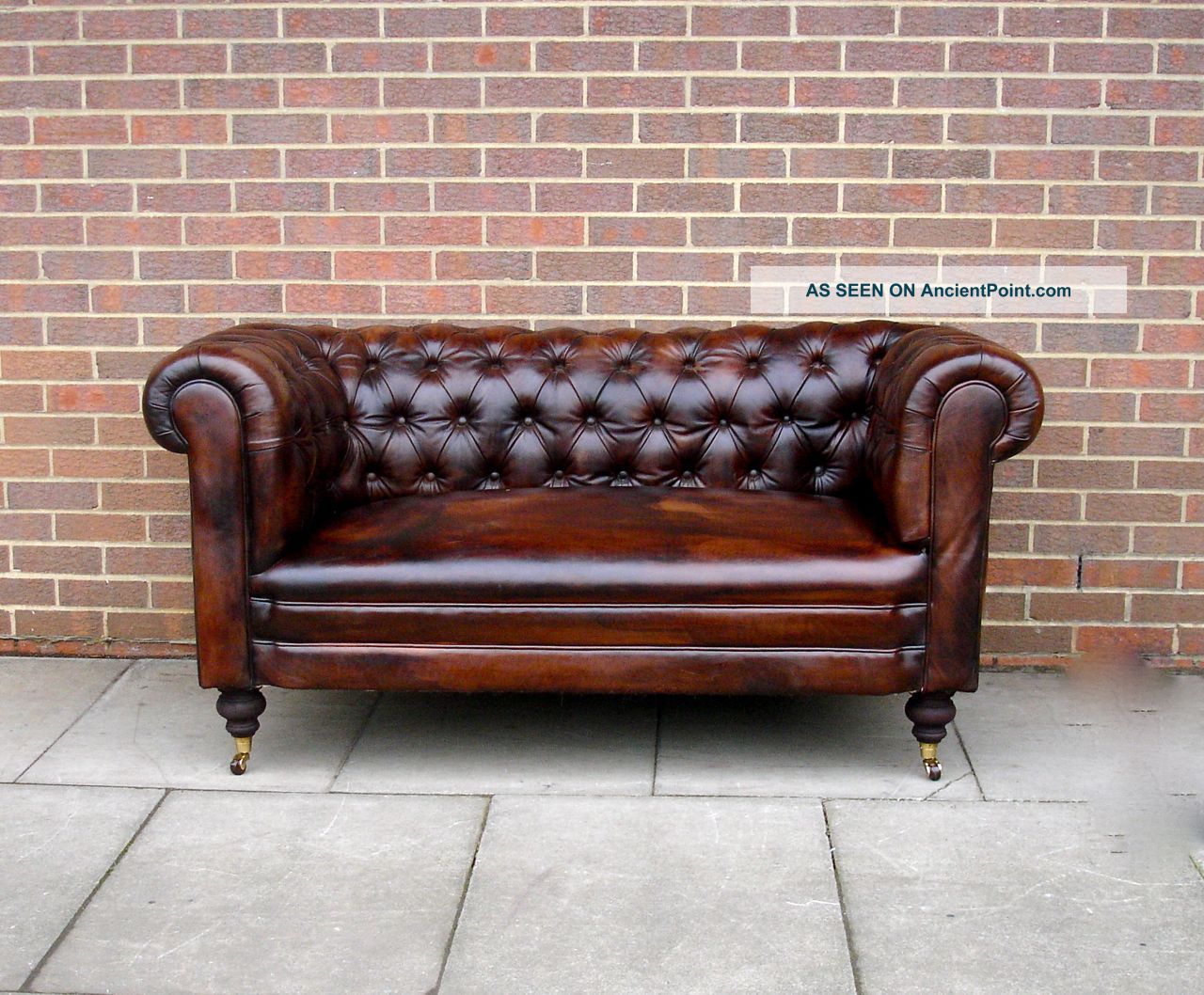 Antique 19thc Leather Chesterfield Sofa Drop Arm Hand - Full Tacked Restoration 1900-1950 photo