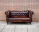 Antique 19thc Leather Chesterfield Sofa Drop Arm Hand - Full Tacked Restoration photo