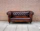 Antique 19thc Leather Chesterfield Sofa Drop Arm Hand - Full Tacked Restoration 1900-1950 photo 2