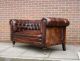 Antique 19thc Leather Chesterfield Sofa Drop Arm Hand - Full Tacked Restoration 1900-1950 photo 4