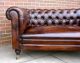 Antique 19thc Leather Chesterfield Sofa Drop Arm Hand - Full Tacked Restoration 1900-1950 photo 6