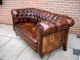 Antique 19thc Leather Chesterfield Sofa Drop Arm Hand - Full Tacked Restoration 1900-1950 photo 7