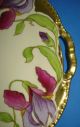 Antique Art Nouveau Porcelain Cake Plate Prussia Hand Painted Irises Gilt Signed Art Nouveau photo 7