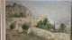 Fabulous Retro Framed Landscape Sunny Mountain Monastery Oil Painting Signed Mid-Century Modernism photo 9