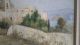 Fabulous Retro Framed Landscape Sunny Mountain Monastery Oil Painting Signed Mid-Century Modernism photo 10