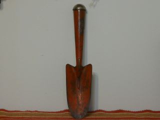 Vintage Red Paint Rusty Garden Tool photo